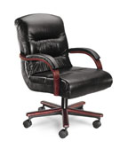 executive comfort leather wood-frame chair