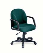 green fabric swivel chair