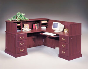L-shape traditional reception desk